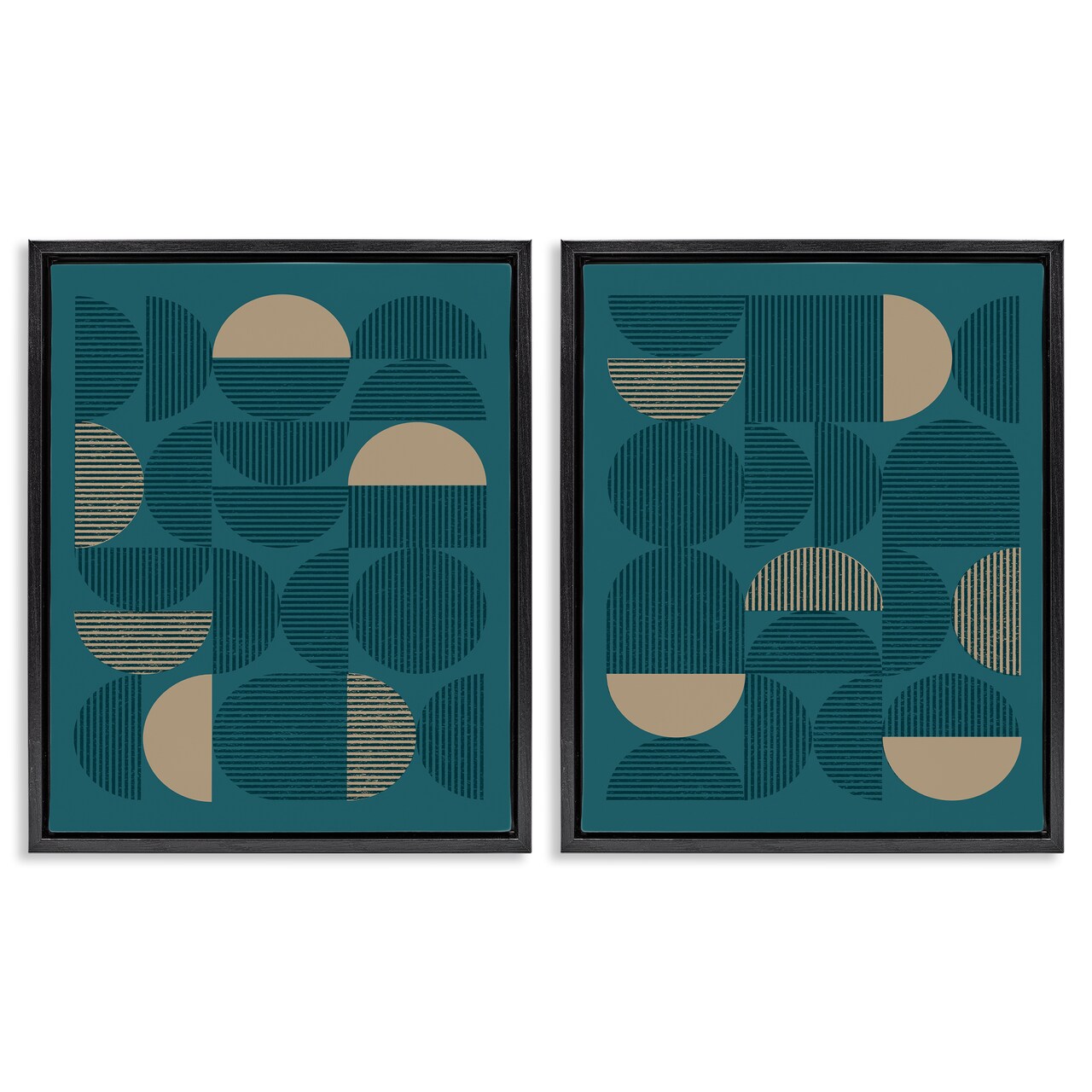 Stupell Industries Minimalist Teal Geometric 2 pc Framed Floater Canvas Wall Art Set Design by Vision Studio